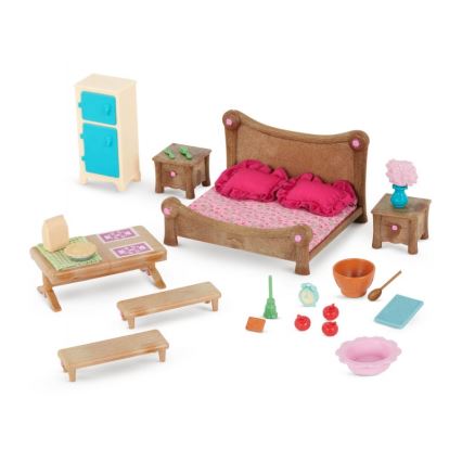 Li'l Woodzeez - Set za igru nameštaj za spavaću sobu i trpezariju
