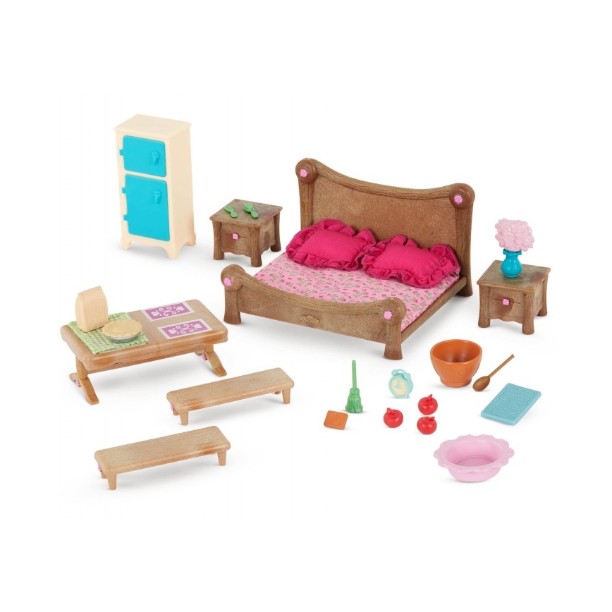 Li'l Woodzeez - Set za igru nameštaj za spavaću sobu i trpezariju
