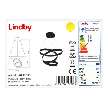 Lindby - LED luster na sajli OLADA LED/57,5W/230V