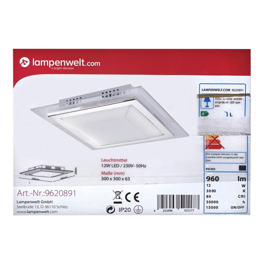 Lindby - LED Plafonjera ALESSIO LED/12W/230V