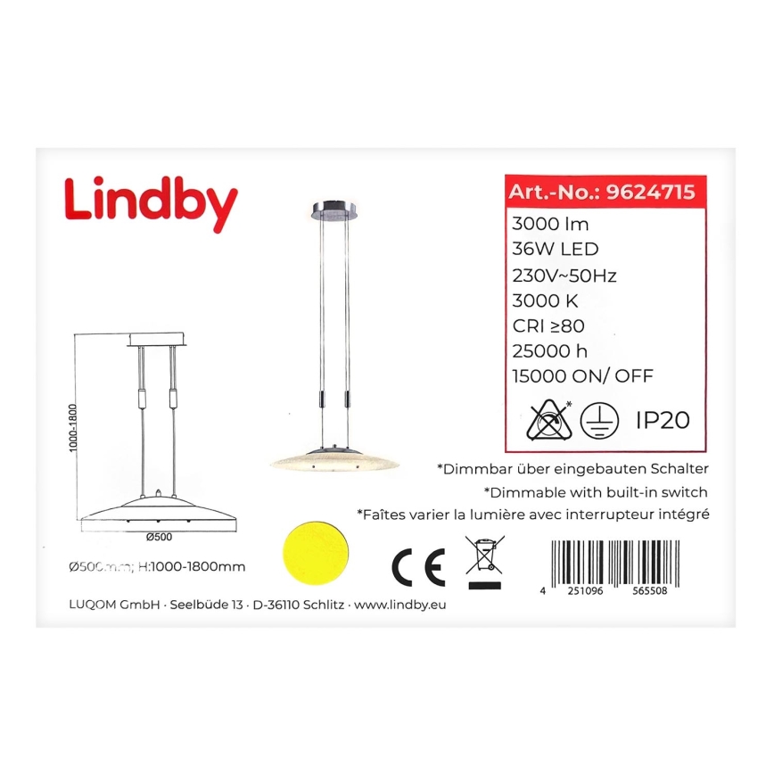 Lindby - LED Prigušiva luster na sajli AMIDALA LED/36W/230V