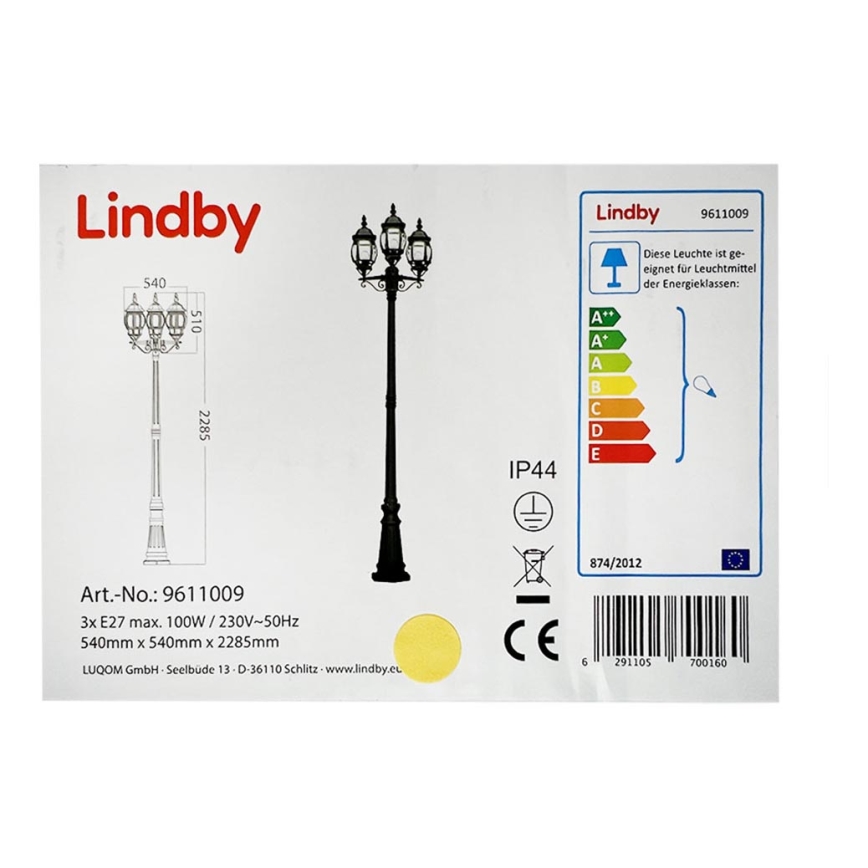 Lindby - Spoljašnja lampa 3xE27/100W/230V IP44