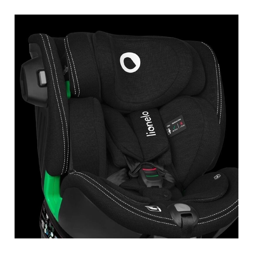 Lionelo - Auto sedište sa bazom rotirajuća HARMONY i-Size 40-150 cm crno