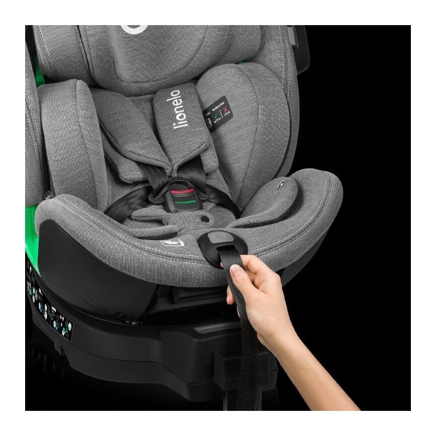 Lionelo - Auto sedište sa bazom rotirajuća HARMONY i-Size 40-150 cm crno/sivo