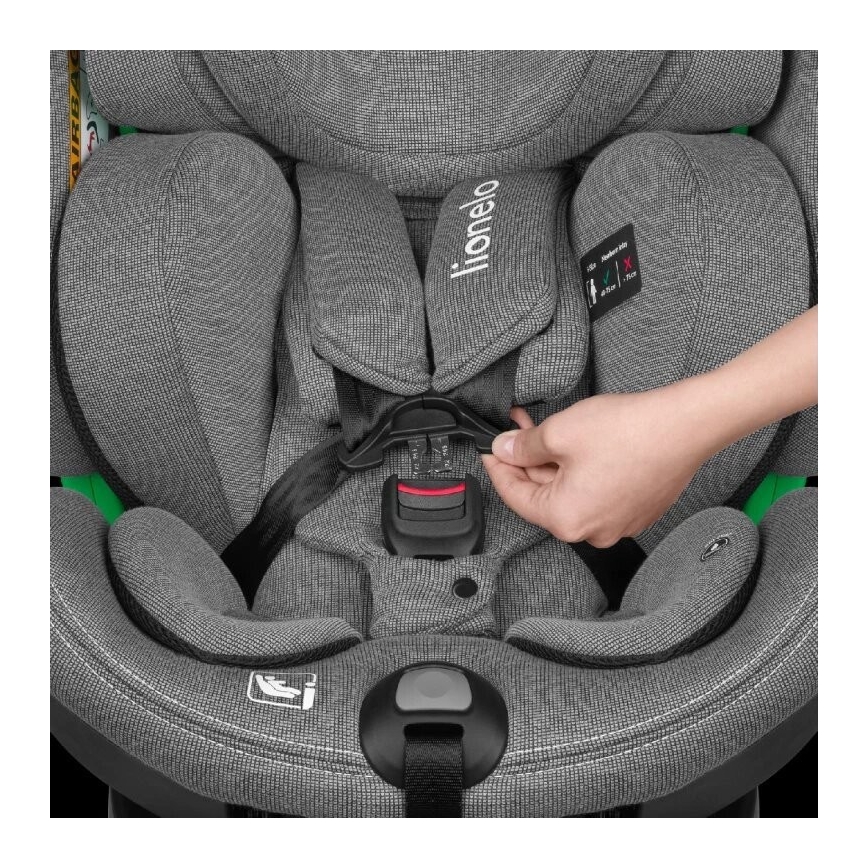 Lionelo - Auto sedište sa bazom rotirajuća HARMONY i-Size 40-150 cm crno/sivo