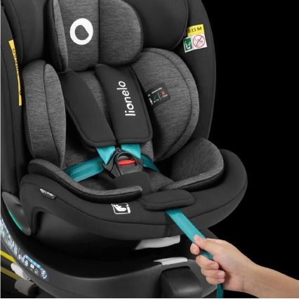 Lionelo - Auto sedište sa bazom rotirajuća NAVY i-Size 40-150 cm crno/tirkizna