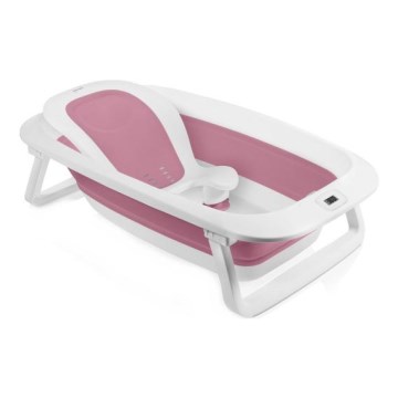 Lionelo - Dečija sklopiva kadica sa termometrom BABY BUBBLE 2x LR44 Roze magnolija