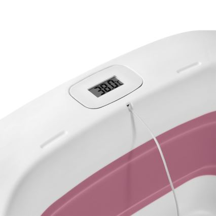Lionelo - Dečija sklopiva kadica sa termometrom BABY BUBBLE 2x LR44 Roze magnolija