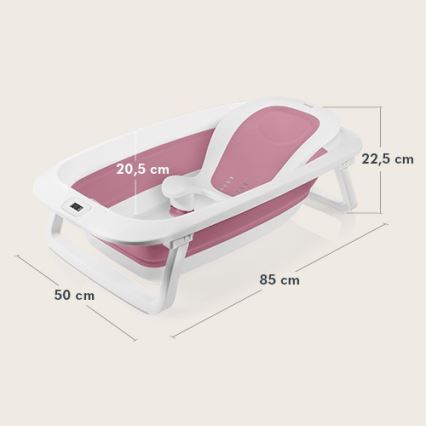 Lionelo - Dečija sklopiva kadica sa termometrom BABY BUBBLE 2x LR44 Roze magnolija