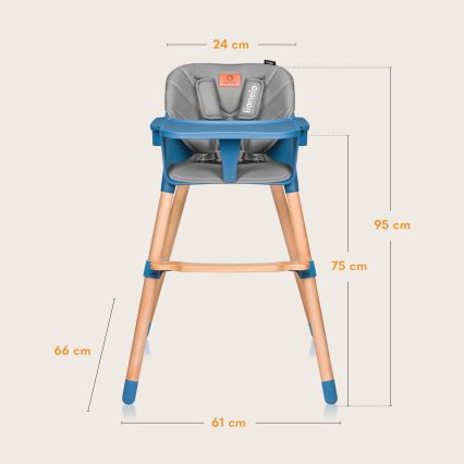 Lionelo - Dečija stolica za hranjenje 2u1 KOEN Blue Sky