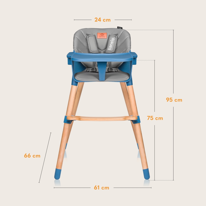 Lionelo - Dečija stolica za hranjenje 2u1 KOEN Blue Sky