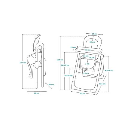 Lionelo - Dečija trpezarijska stolica LINN PLUS bela/siva