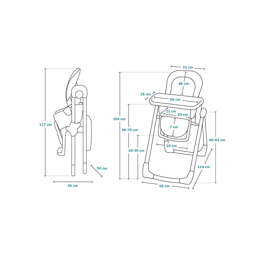 Lionelo - Dečija trpezarijska stolica LINN PLUS bela/siva