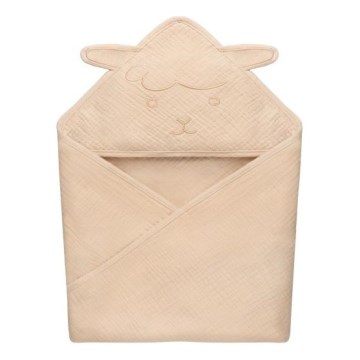 Lionelo - Dečiji peškir sa kapuljačom MUSLIN HOODED TOWEL Bež (peščani)