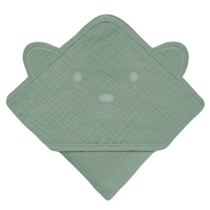 Lionelo - Dečiji peškir sa kapuljačom MUSLIN HOODED TOWEL Green Forest