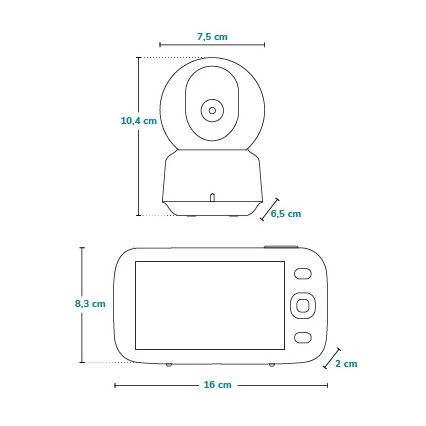 Lionelo - Dečiji video monitor za bebe BABYLINE 9.1 5V 3600 mAh