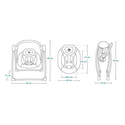 Lionelo - Dečja ljuljaška OTTO 4xLR14 Cozy Grey