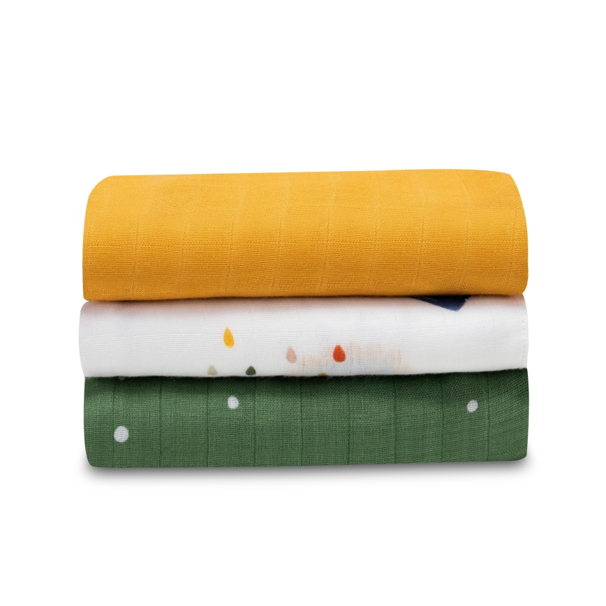 Lionelo - KOMPLET 3x bambusova pelena BAMBOO SET 70x70 cm Dino