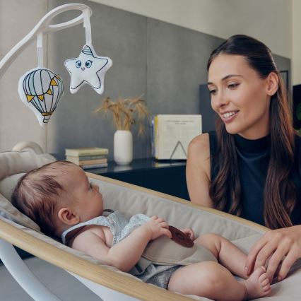Lionelo - Ljuljaška za bebe sa melodijom OLIVIA Bež Natural + daljinski upravljač