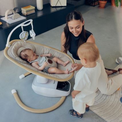Lionelo - Ljuljaška za bebe sa melodijom OLIVIA Bež Natural + daljinski upravljač