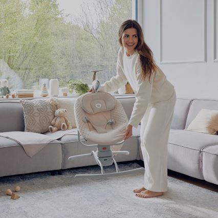 Lionelo - Ljuljaška za bebe sa melodijom RIO 4xC Bež Latte + daljinski upravljač