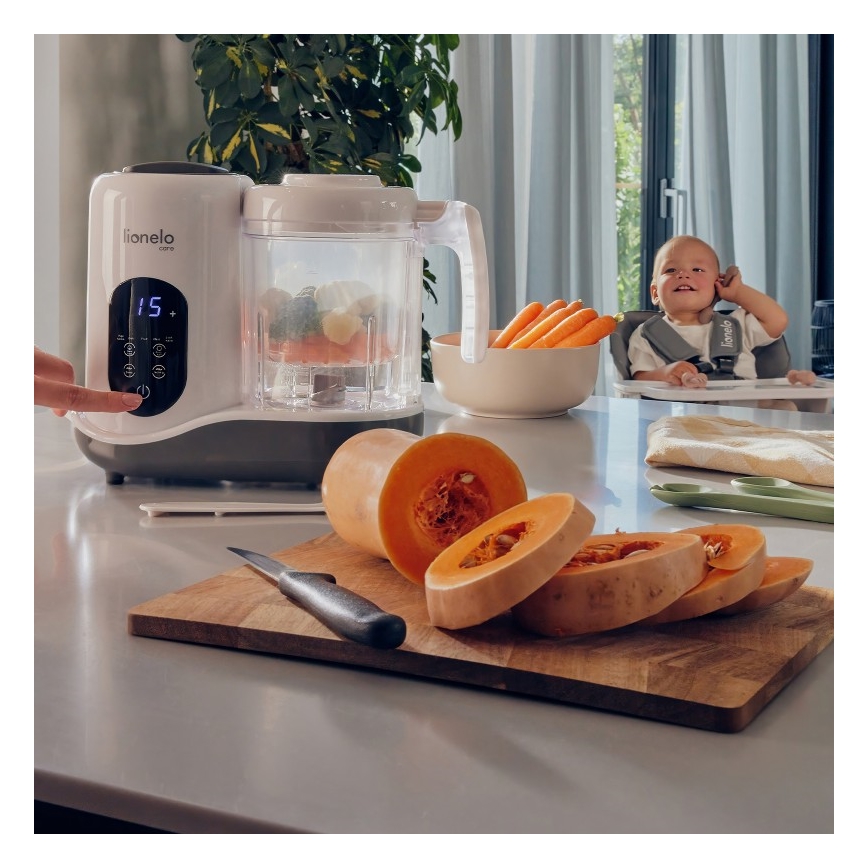 Lionelo - Parni lonac 5u1 BABYMENU 110W/230V bela/sivo