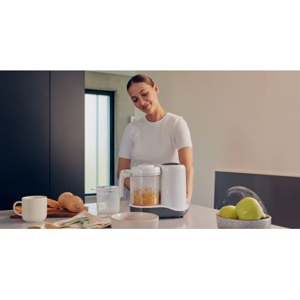 Lionelo - Parni lonac 5u1 BABYMENU 110W/230V bela/sivo
