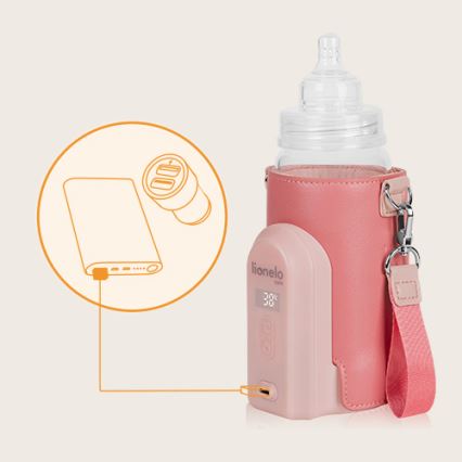 Lionelo - Punjivi grejač za bočice THERMUP GO EVO 18W/5V roze