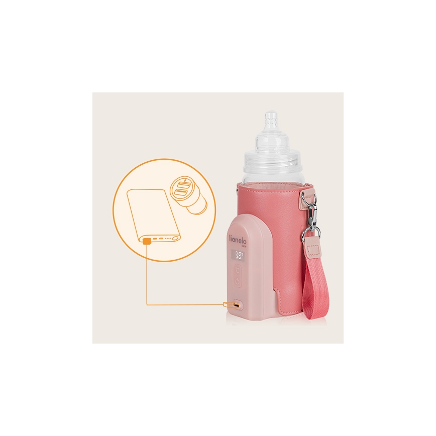 Lionelo - Punjivi grejač za bočice THERMUP GO EVO 18W/5V roze
