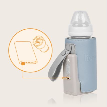 Lionelo - Punjivi grejač za bočice THERMUP GO PLUS 10W/5V plava/sivo