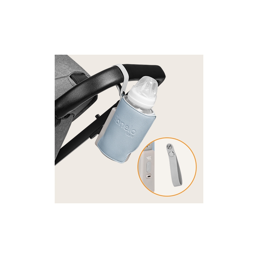 Lionelo - Punjivi grejač za bočice THERMUP GO PLUS 10W/5V plava/sivo