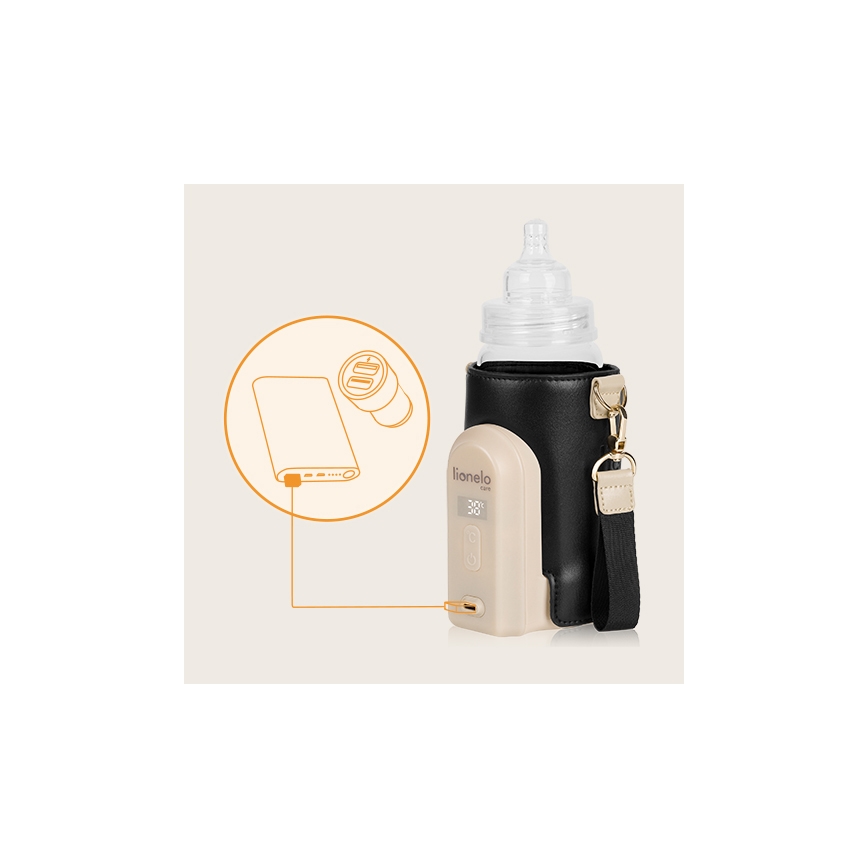 Lionelo - Punjivi ohřívač lahví THERMUP GO EVO 18W/5V crno/bež