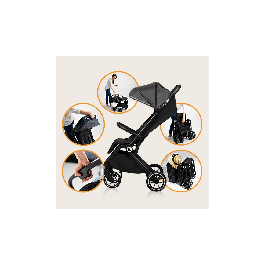 Lionelo - Sportska kolica CLOE crna/siva