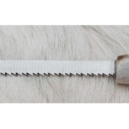 Lovački damaščanski nož sa testerom, oštrica 11 cm, drška od jelenskog roga