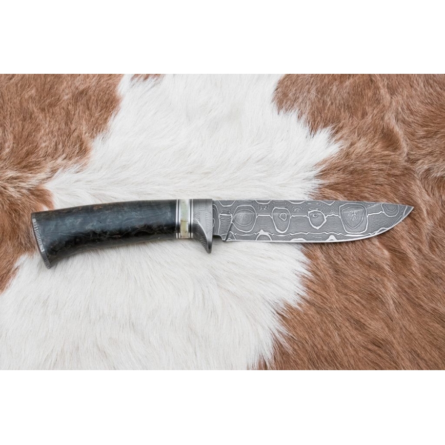 Lovački damask nož 13,8 cm breza/kamilja kost
