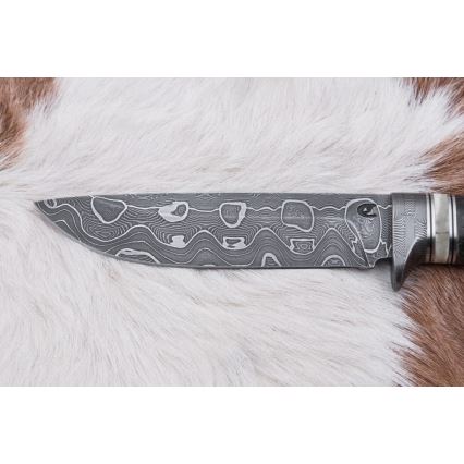 Lovački damask nož 13,8 cm breza/kamilja kost