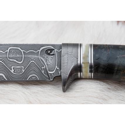 Lovački damask nož 13,8 cm breza/kamilja kost