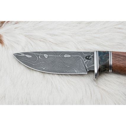Lovački damask nož 9,7 cm orah/javor