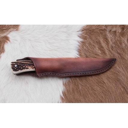 Lovački damaški nož 11 cm sa drškom od jelenjeg roga