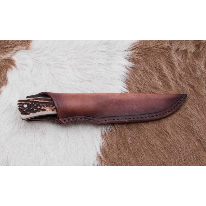 Lovački damaški nož 11 cm sa drškom od jelenjeg roga