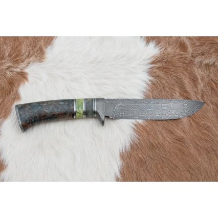 Lovački damaški nož 14,5 cm, olša/serpentinit
