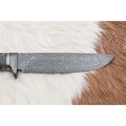 Lovački damaški nož 14,5 cm, olša/serpentinit