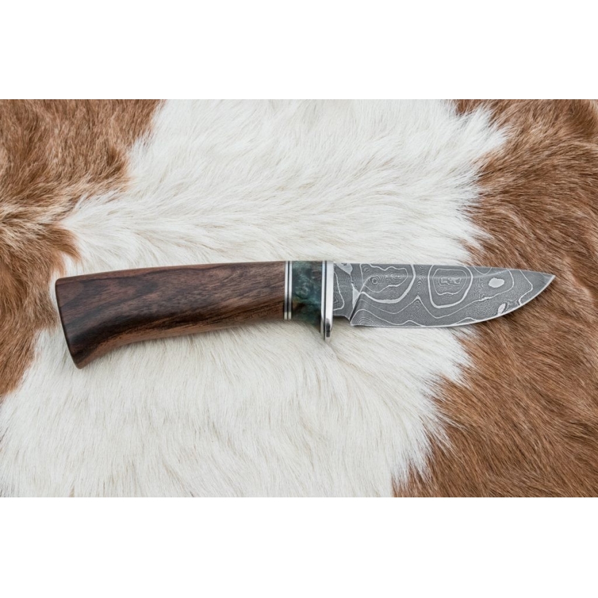 Lovački damaški nož 9,7 cm orah/javor