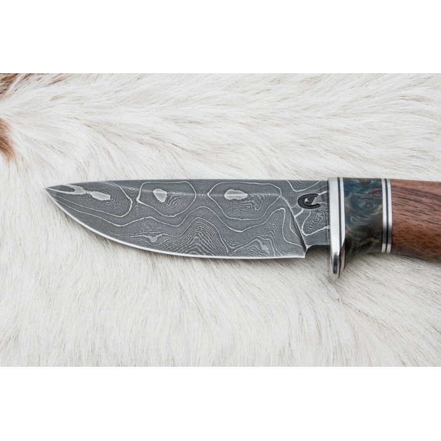 Lovački damaški nož 9,7 cm orah/javor