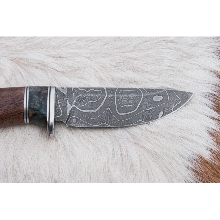 Lovački damaški nož 9,7 cm orah/javor