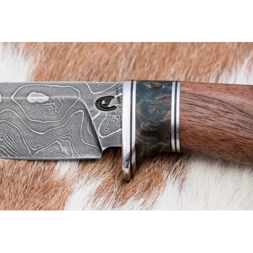 Lovački damaški nož 9,7 cm orah/javor