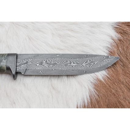 Lovački nož od damaškog čelika, 14 cm, kesten