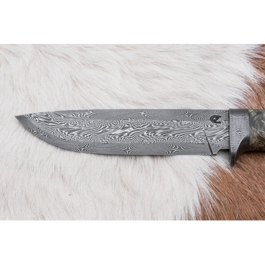 Lovački nož od damaškog čelika, 14 cm, kesten