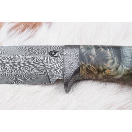 Lovački nož od damaškog čelika, 14 cm, kesten