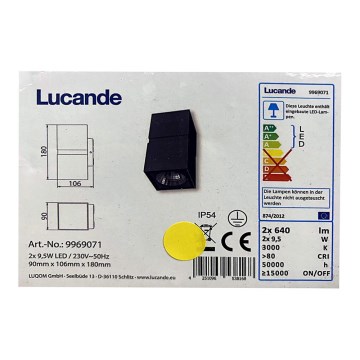 Lucande - LED Spoljna zidna lampa GABRIELA 2xLED/9,5W/230V IP54